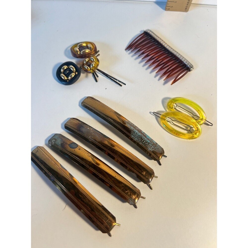 Set of 10 Vintage Hair Accessories 4 Barrettes, Comb, Clips and Bars 50s